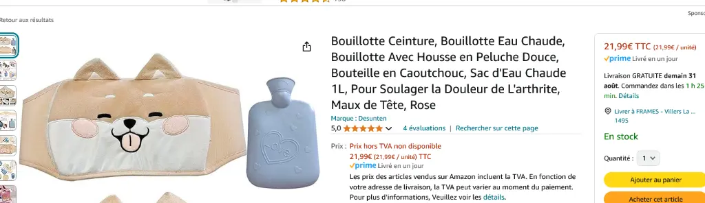 Screenshot 2024-08-30 at 18-41-22 Bouillotte Ceinture Bouillotte Eau Chaude Bouillotte Avec Housse en Peluche Douce Bouteille en Caoutchouc Sac d'Eau Chaude 1L Pour Soulager la Douleur de L'arthrite Maux de Tête Rose Amazon.fr Hygi[...].webp