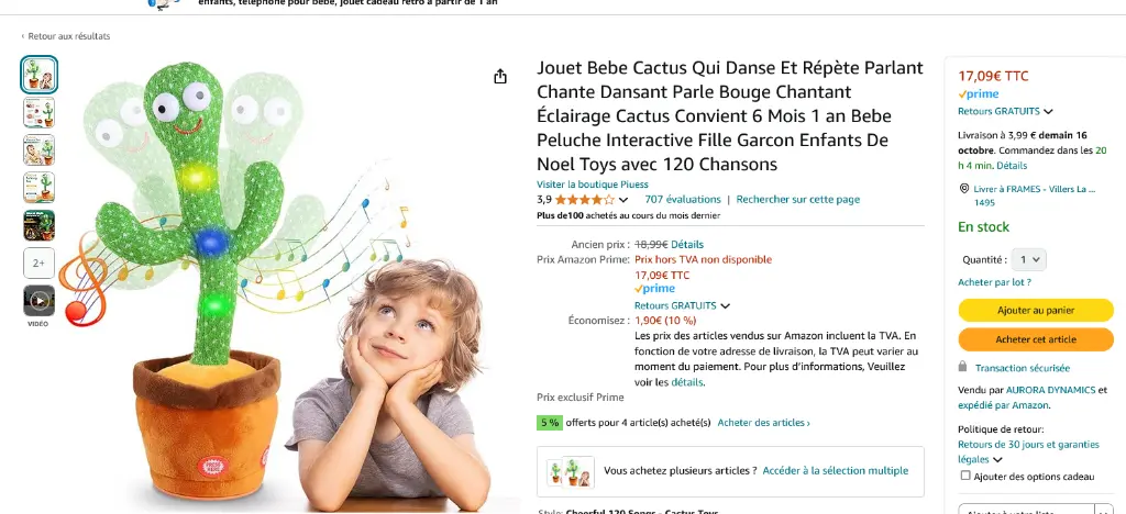 Screenshot 2024-10-15 at 14-36-08 Jouet Bebe Cactus Qui Danse Et Répète Parlant Chante Dansant Parle Bouge Chantant Éclairage Cactus Convient 6 Mois 1 an Bebe Peluche Interactive Fille Garcon Enfants De Noel Toys avec 120 Chansons [...].webp