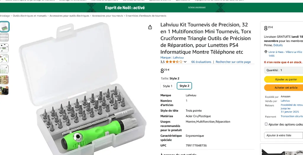 Screenshot 2024-11-13 at 16-56-08 Lahviuu Kit Tournevis de Precision 32 en 1 Multifonction Mini Tournevis Torx Cruciforme Triangle Outils de Précision de Réparation pour Lunettes PS4 Informatique Montre Téléphone etc Amazon.com.be [...].webp