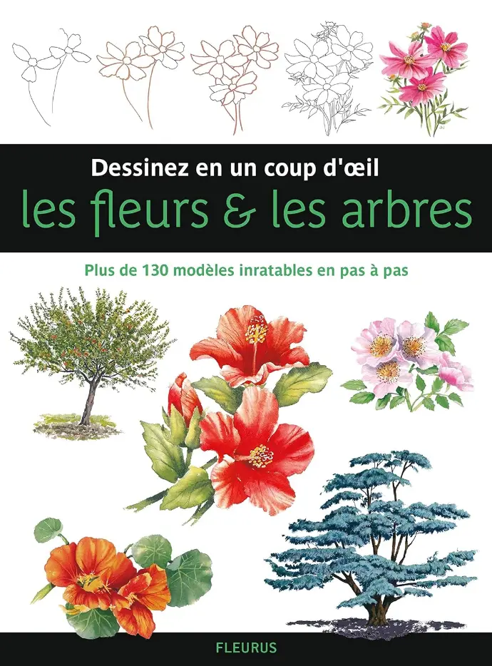 LIVRE Dessiner en un coup d'oeil les fleurs & les arbres