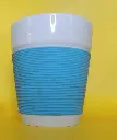 1 MUG TASSE BOL PORCELAINE avec zone froide et antidérapant dérapante en silicone. TURQUOISE