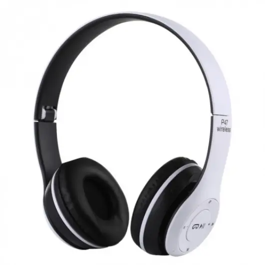 CASQUE AUDIO AVEC PORT CARTE MINI SD sans fil à arceau WIRELESS BLUETOOTH 5.0 EDR CBW47 BLANC