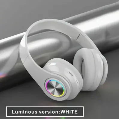 CASQUE DE LUXE sans fil, avec des basses profondes déco led IOS B39 BLANC