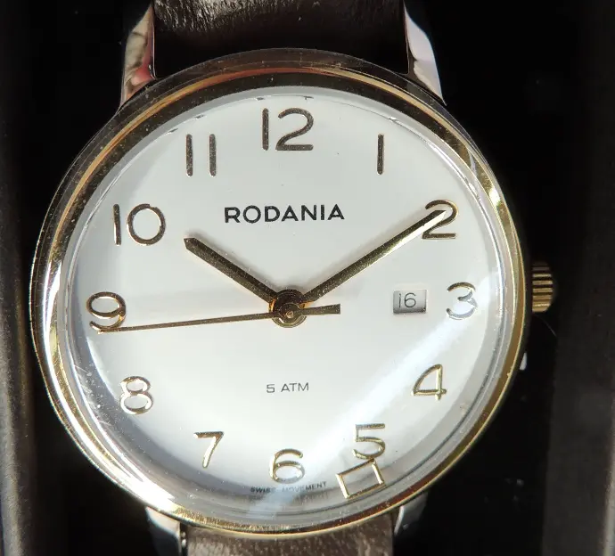 Rodiana montre acier et or bracelet cuir brun.BCOB