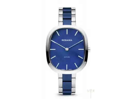 MONTRE RODANIA NACRE BLEU, ACIER ET CERAMIQUE BLEUE. ABBN